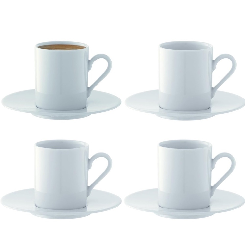 LSA International Dine Espresso Cup & Saucer Straight (4 Pack), 0.3 fl. oz.